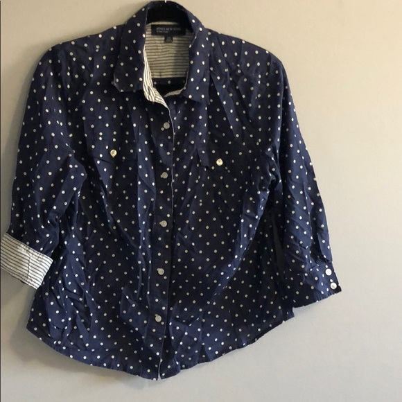 Navy blouse with white polka dot - Picture 2 of 7